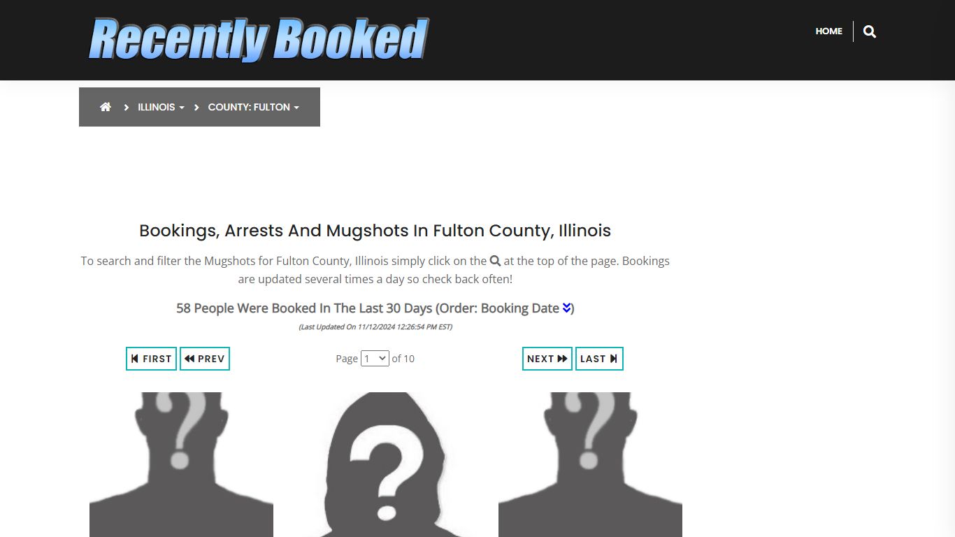 Bookings, Arrests and Mugshots in Fulton County, Illinois - Recently Booked