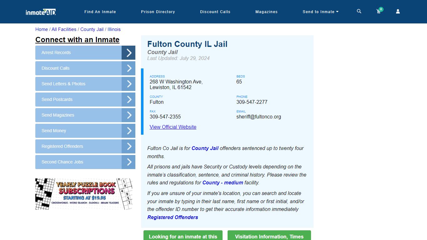 Fulton County IL Jail - Inmate Locator